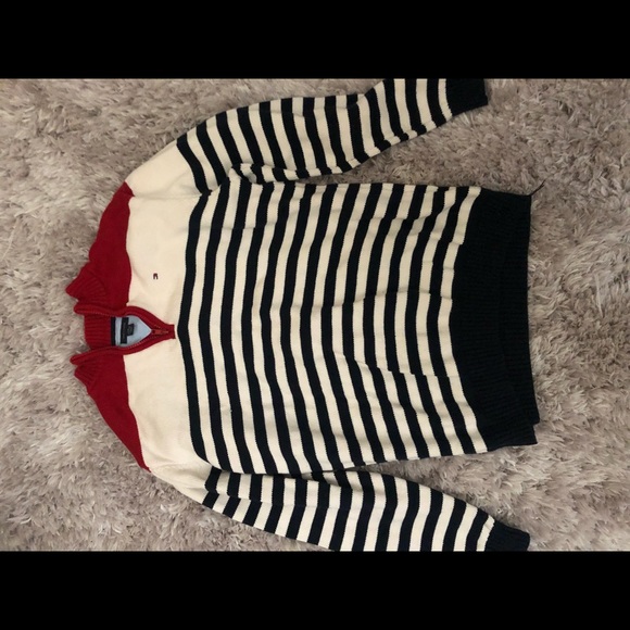 Tommy Hilfiger Sweater Red Blue & White Stripes - Picture 3 of 7